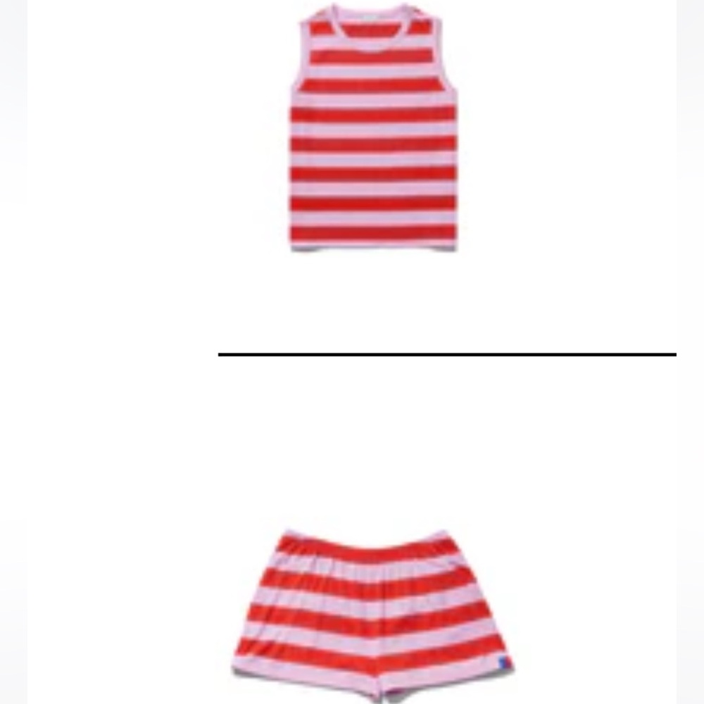 Kule pink poppy striped shorts/tank set size M/L EUC